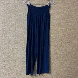 UEU Pants Womens Medium Navy Blue Linen Blend